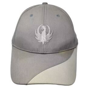 Ruger Baseball Cap Gray Beige OS Strapback Two Tone Embroidered Logo Firearm Hat